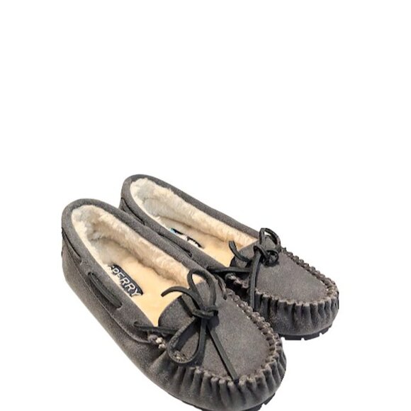 Sperry Top Sider Cushion Gray Suede Leather Moccasin Flat Slipper Size 6 NWOB - Picture 7 of 9